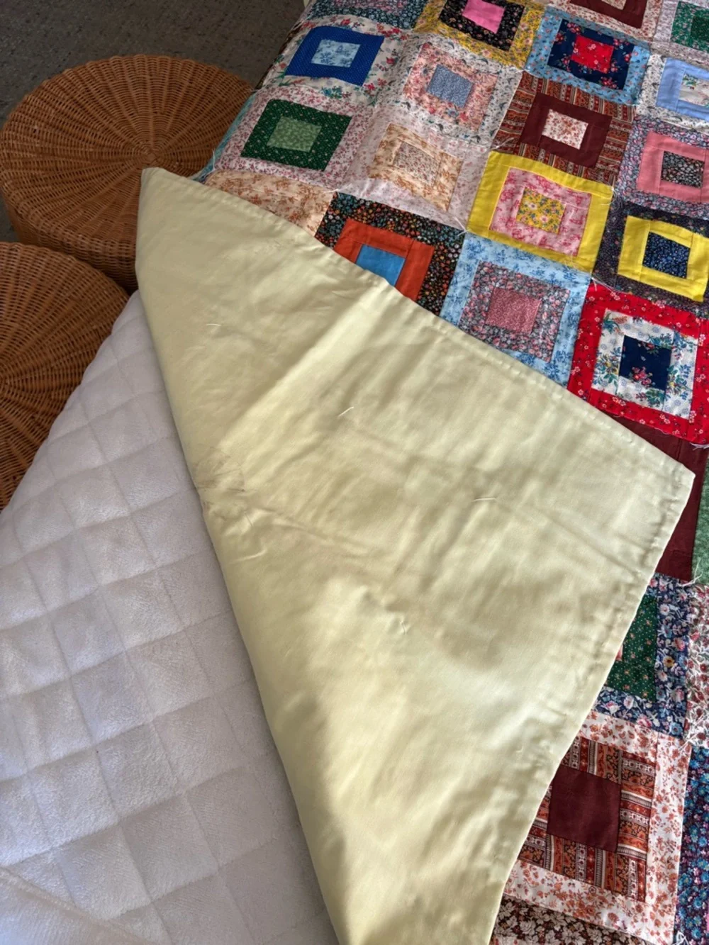 Handmade Multicolor Patchwork Quilt - Vibrant Square Design